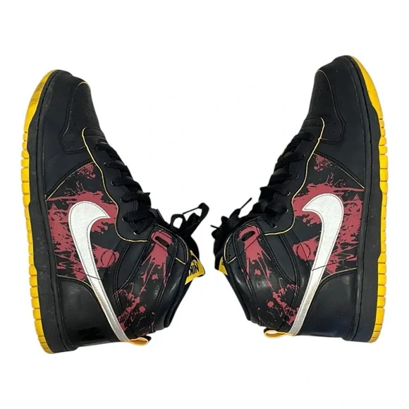 NikeBig High Black Silver Yellow KILL BILL Sneakers Hi Top Mens 8.5